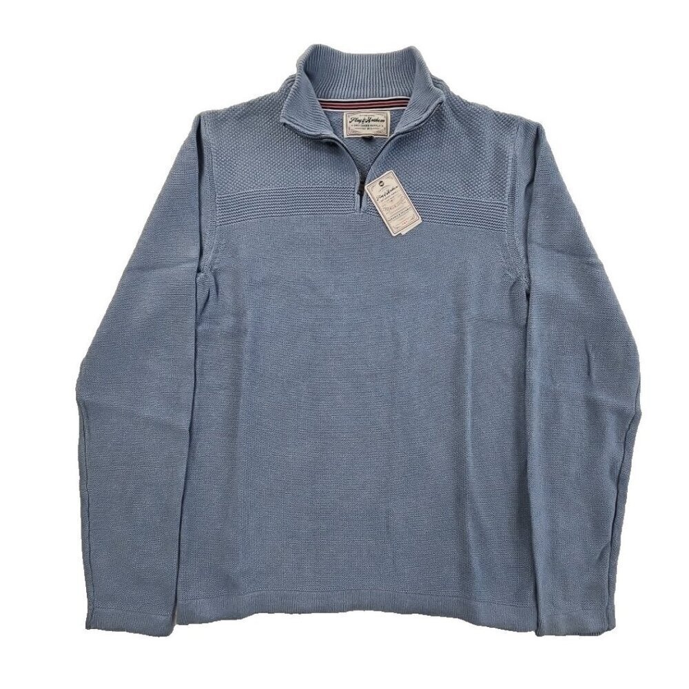 Flag & Anthem Knit Henley Men's Size S Blue Crew Neck Long Sleeve‎ Chunky NWT